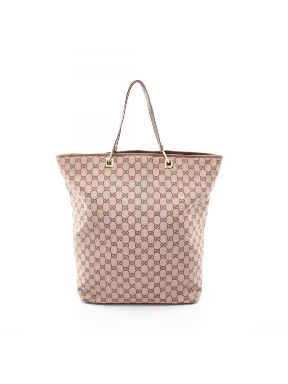 Gucci Tote GG Pattern 002 Dark Brown Beige Canvas Leather